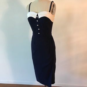 Stop Staring Fitted Bombshell Dress Navy White S